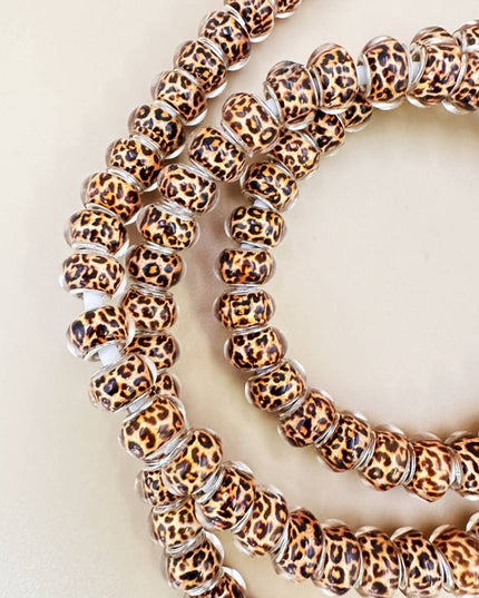 LEOPARD BEADED PHONE CHARGING CABLE 2-IN-1