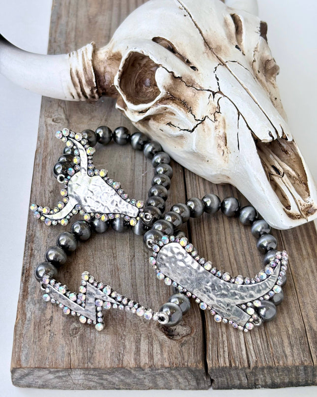 Western Style Pendant Navajo Pearl Stretch Bracelet