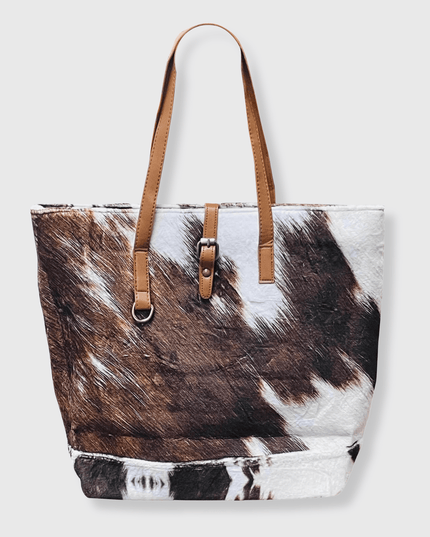 Cowhide Faux Tote Bag