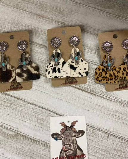 Cow Tag Earrings W/ Charms