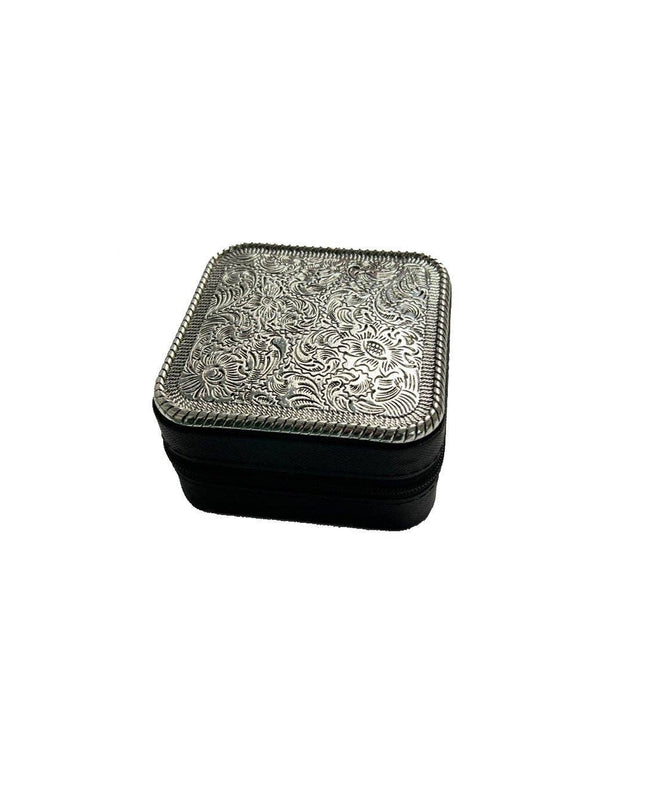 WESTERN ETCHED METAL PLATE JEWELRY BOX