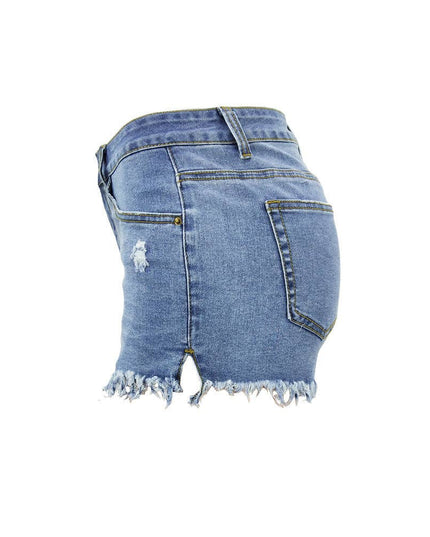 Luvamia Women's High-Rise Denim Raw Hem Ripped Shorts