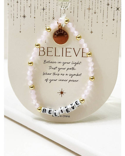 4-Kind Mix Beads BELIEVE Inpirational Bracelet