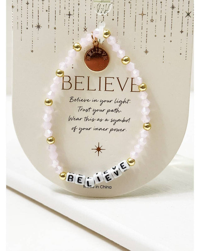 4-Kind Mix Beads BELIEVE Inpirational Bracelet