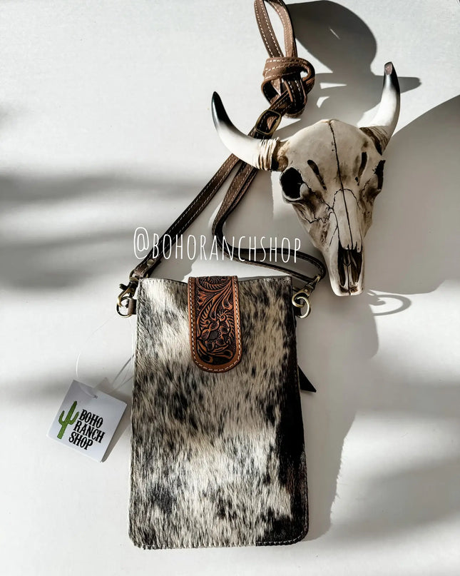 HAYDEE PHONE CROSSBODY mobile Western Tooled Leather Cowhide