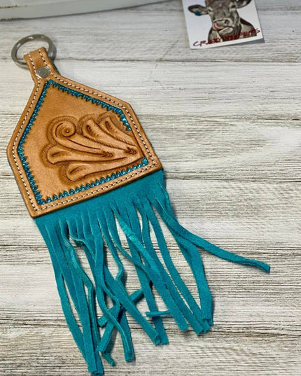 Tooled Leather Keychain-Large