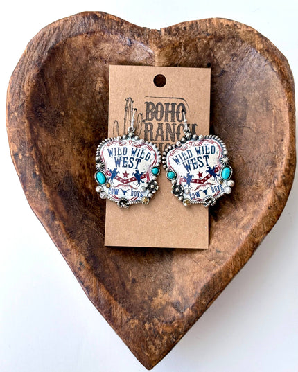 Western Style Pendant with Turquoise Stone Drop Earrings