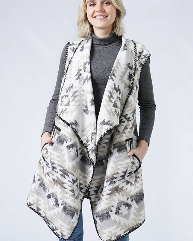 Western Pattern Vest with Pocket