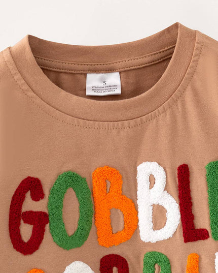 Gobble Gobble" Girls applique sweatshirt.