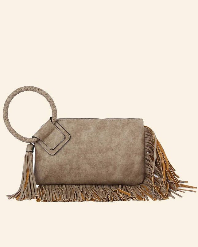 Fringe Cuff Clutch Tassel Wristlet Clutch Bag