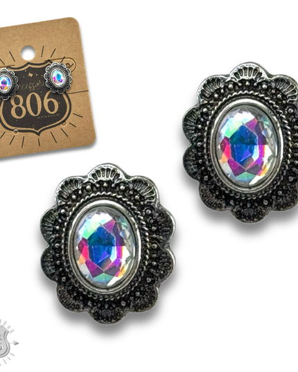 Western mini concho post earring