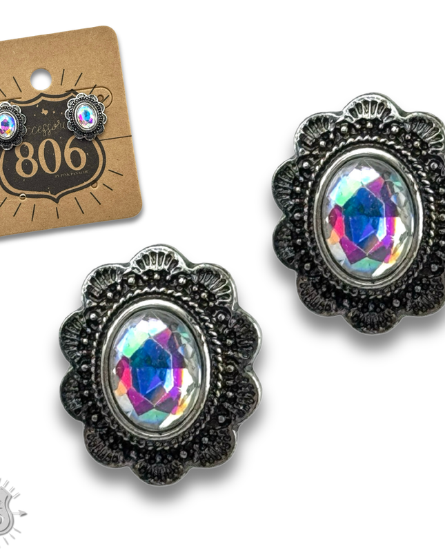 Western mini concho post earring