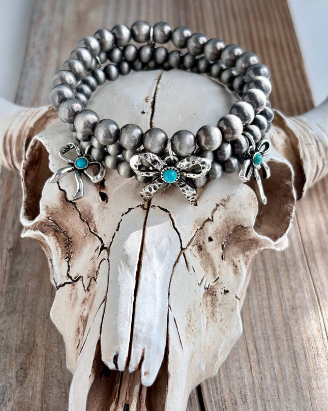 3 Piece Western Charm Navajo Pearl Bead Stretch Bracelet Set