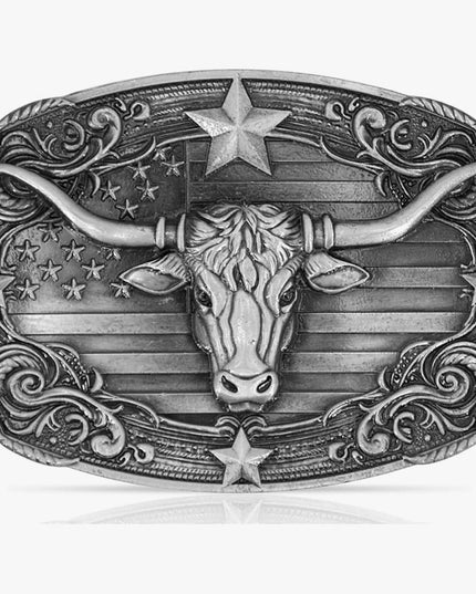Western Cowboy Long Horn Bull Belt Buckle 1792ATS