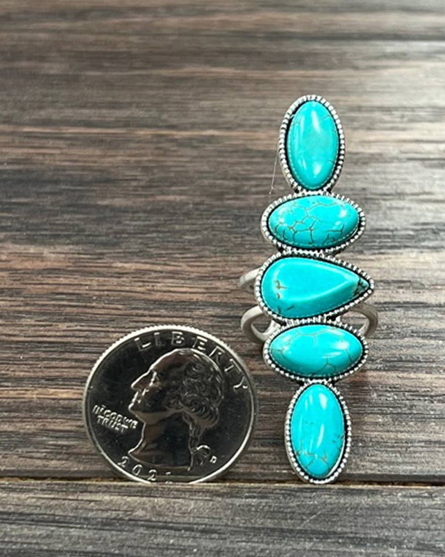 750437, Turquoise, Brass Adjustable Ring