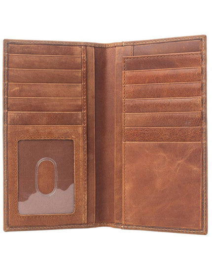 Lariat Crest Hairon Leather Wallet for Men in Rustic Chrome