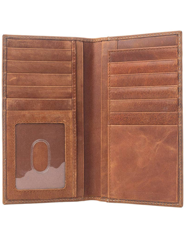 Lariat Crest Hairon Leather Wallet for Men in Rustic Chrome