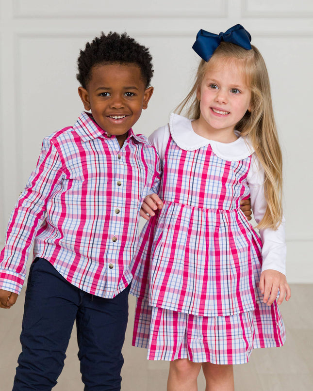 Boys Adley Plaid Long Sleeve Button Down Shirt