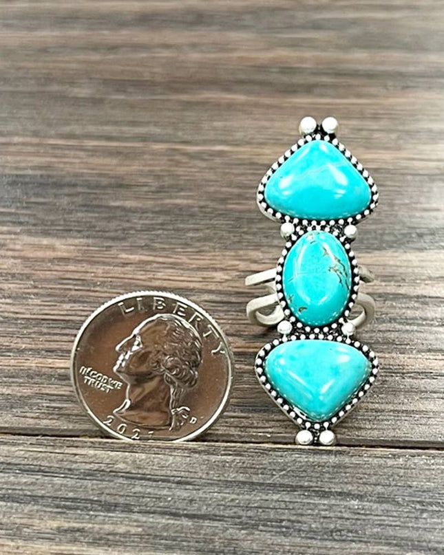 750434, 2" Navajo Turquoise Ring, Brass Adjustable Band