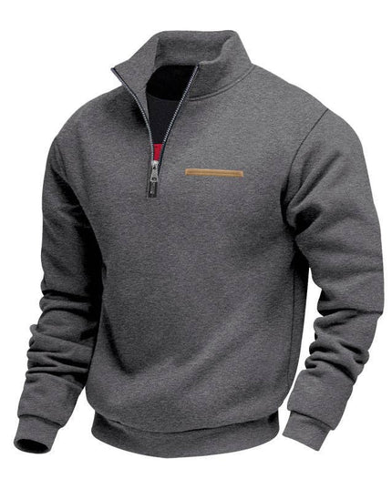Half Zipper Loose Stand Collar Men Pullover Hoodie