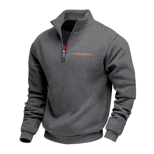 Half Zipper Loose Stand Collar Men Pullover Hoodie