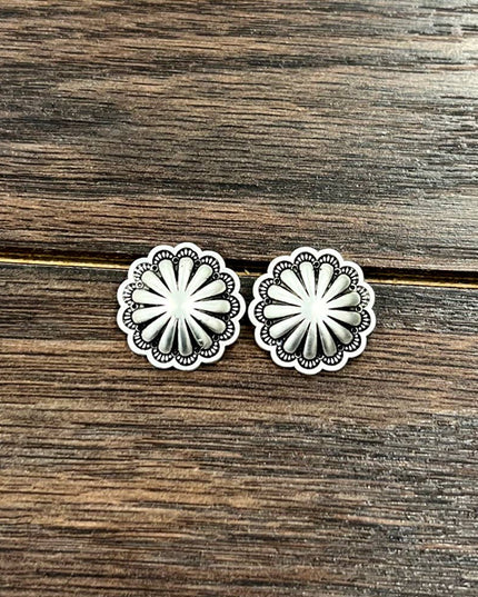 723112, Brass Concho Stud Earrings