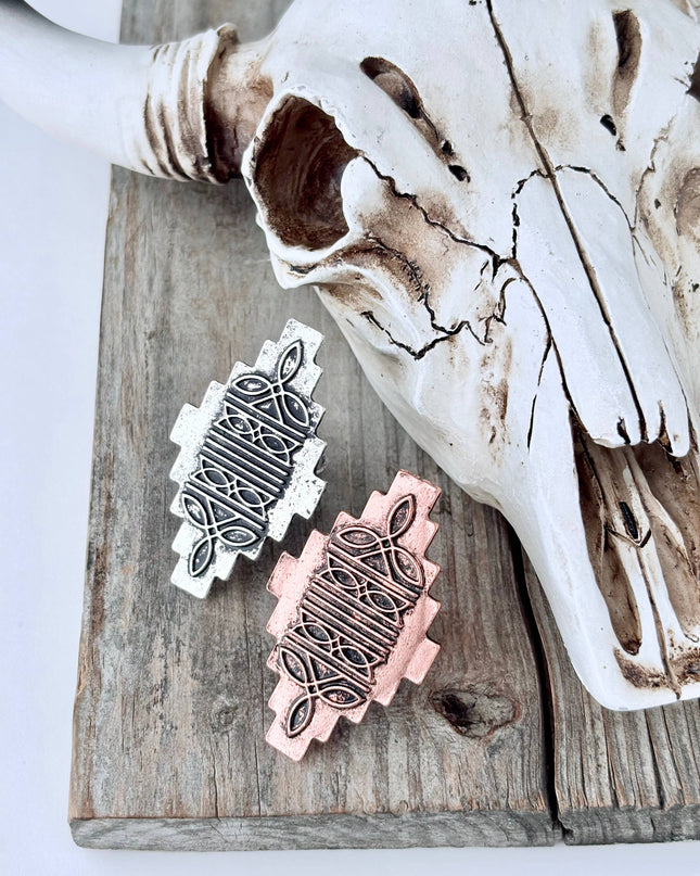 Western Style Aztec Pendant Statement Cuff Ring