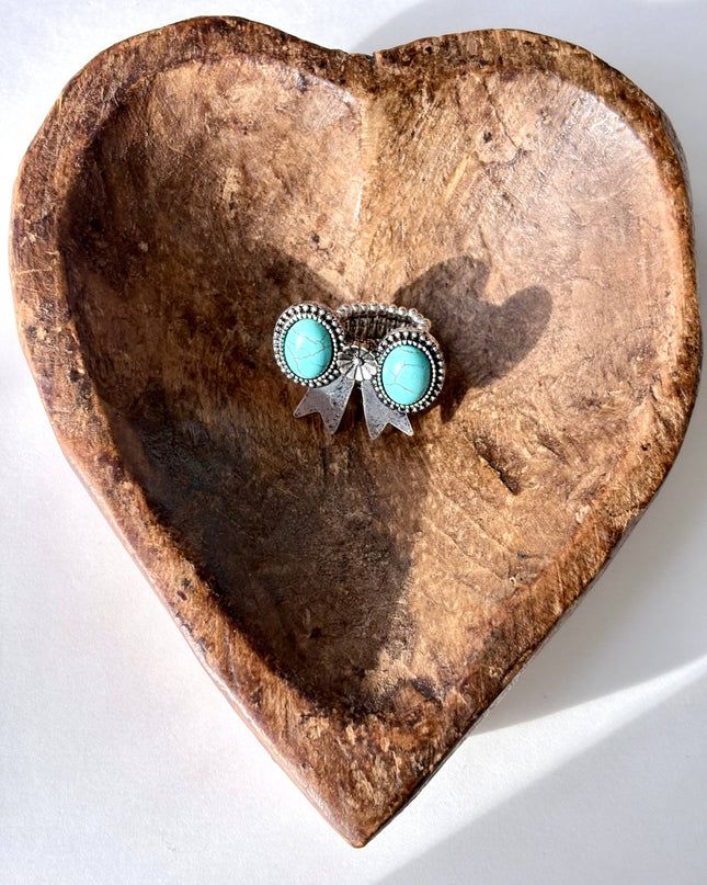 Western Style Coquette Bow with Stone Stretch Band Ring