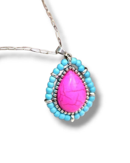 Seeded And Beaded Western Love Teardrop Chain Necklace