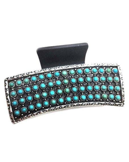Western Turquoise Dot Bubble Metal Plate Hair Claw