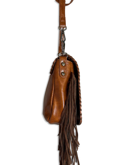 Brown Cowhide Western Crossbody Fringe Bag
