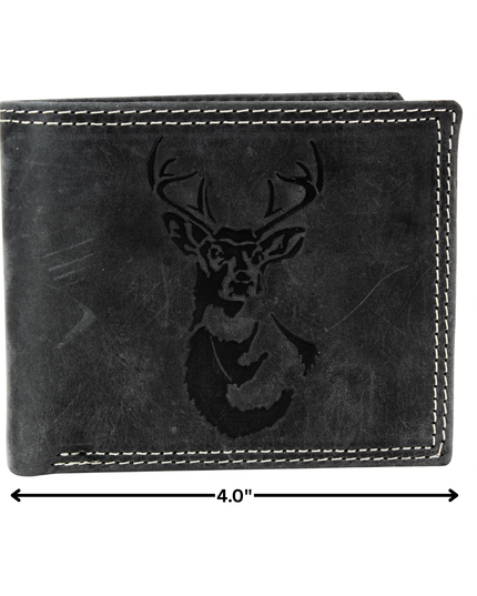 Men’s Bi-Fold Wallet with Deer Antler Emboss ABMWVT 03