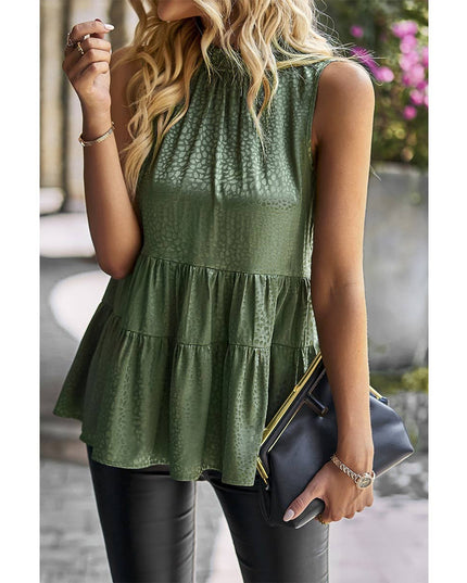 Sleeveless Ruffle Trim Ruffle Hem Loose Top