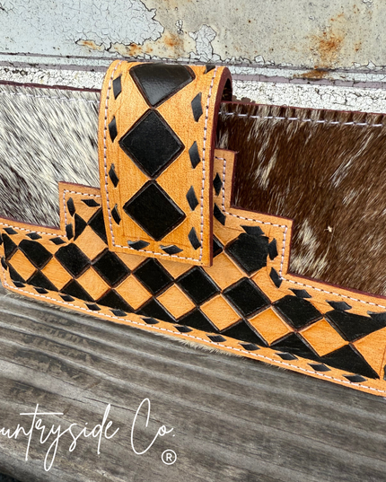 Rustic Checkered Cowhide Wallet