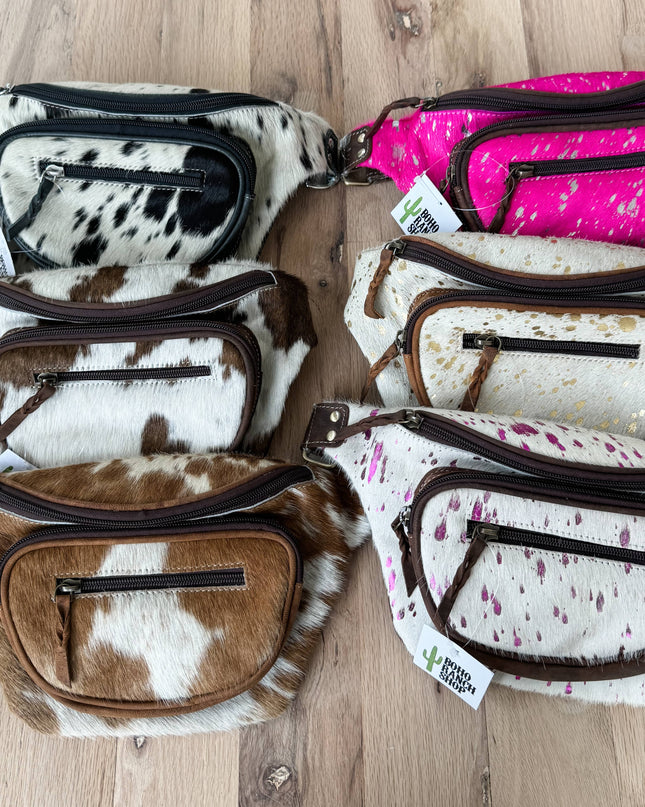 Western Hairon Cowhide Fanny Pack - bum bag sling bag