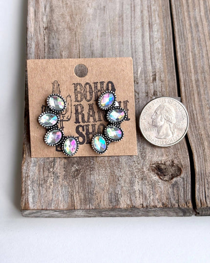 Western Cluster Squash Blossom Stone Stud Earrings