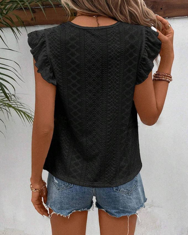 Summer Lace Ruffle Sleeve Top for Women - Casual and Stylish