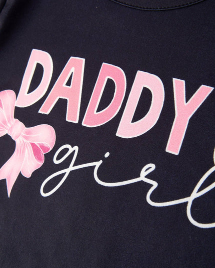 Letter daddy's girl Check Bow Floral Print Girls Set