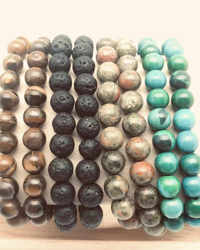 8MM Elastic Natural Stone Bracelets - CS