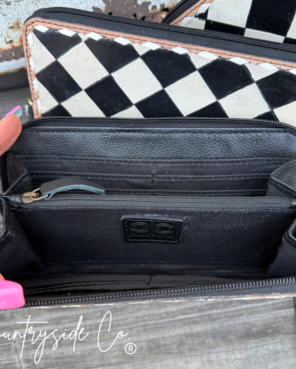 Avenue Checkered Leather Wallet