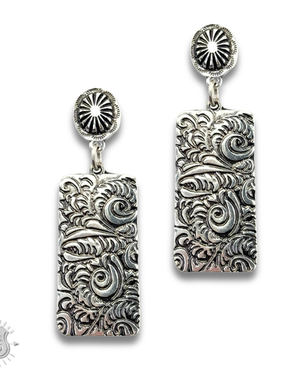 Tooled look metal earring
