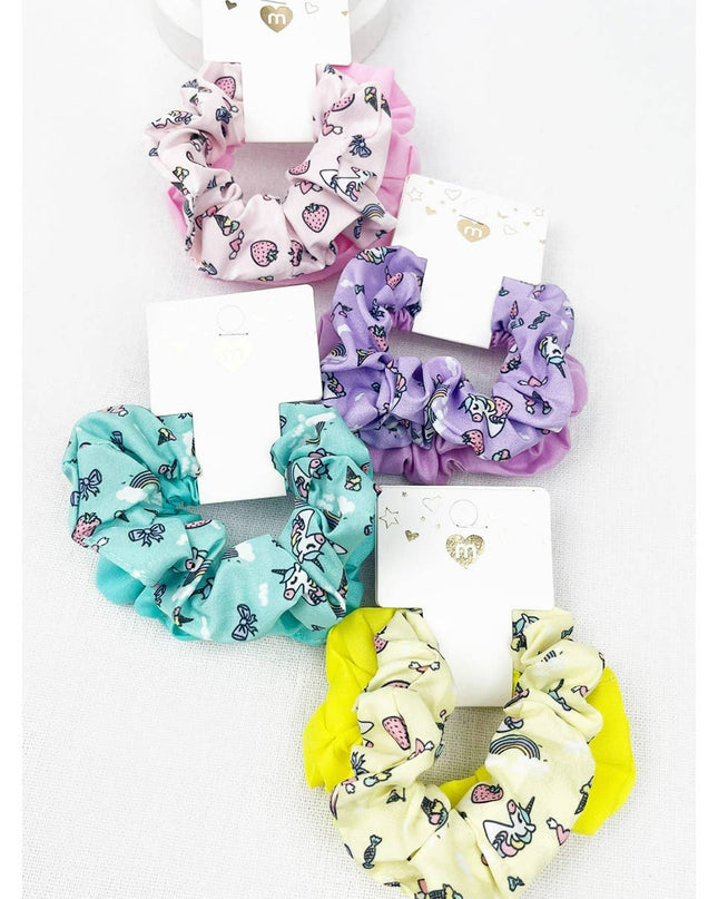 Unicorn Printed Kids Scunchie Set