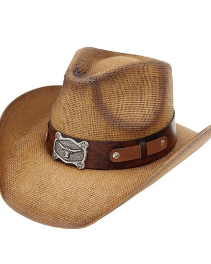 Vintage Western Longhorn Straw Cowboy Hat