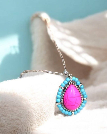 Seeded And Beaded Western Love Teardrop Chain Necklace