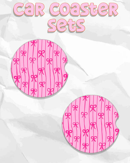 Pink bow car coasters