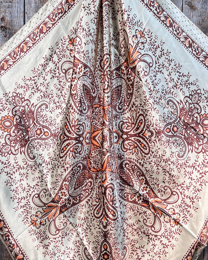 35X35" Tan/Brown Polka Dot & Paisley Wild Rag/Scarf WR445