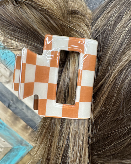 Mini Checked Funky Orange Clip