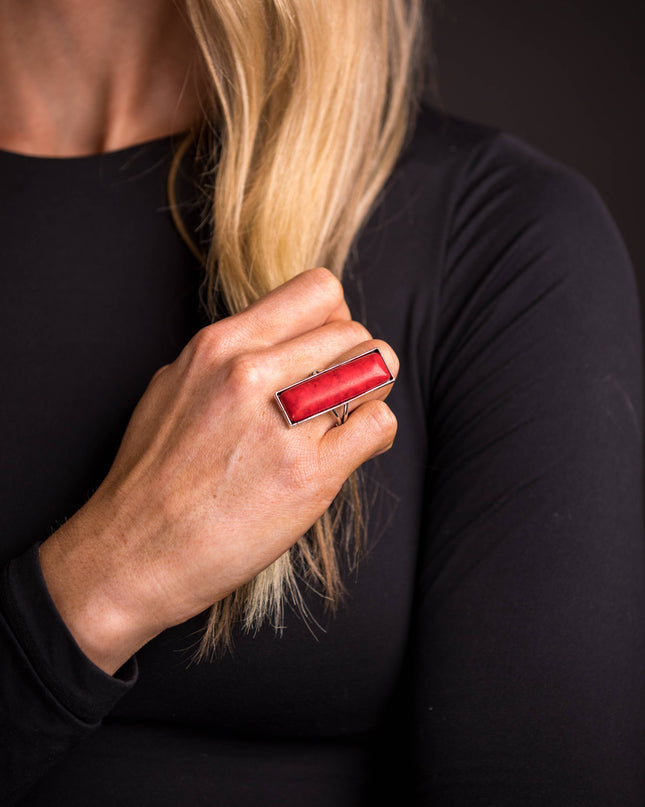 (SALE) Adjustable Red Bar Ring..
