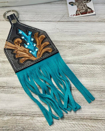 Tooled Leather Keychain-Large