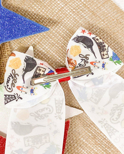 Texas Printed Ribbon Cheer Bow